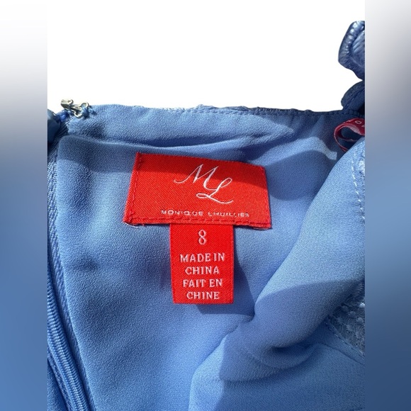 NWT Monique Lhuillier Baby Blue Lace Summer Midi Dress Size 8 MSRP $495 Formal - Picture 9 of 11